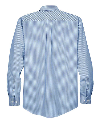 Devon & Jones Men's Crown Collection® Banker Stripe Woven Shirt D645 #color_French Blue
