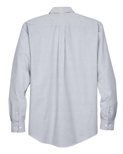 Devon & Jones Men's Crown Collection® Banker Stripe Woven Shirt D645 #color_Navy