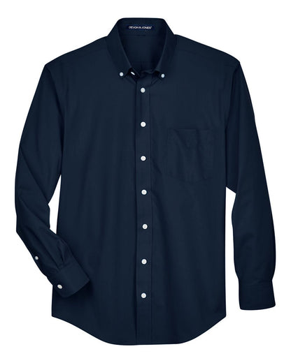 Devon & Jones Men's Crown Collection® Tall Solid Broadcloth Woven Shirt D620T #color_Navy