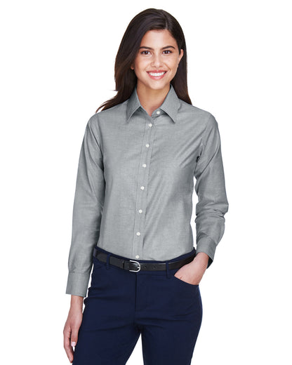 Harriton Ladies' Long-Sleeve Oxford with Stain-Release M600W #color_OXFORD GREY