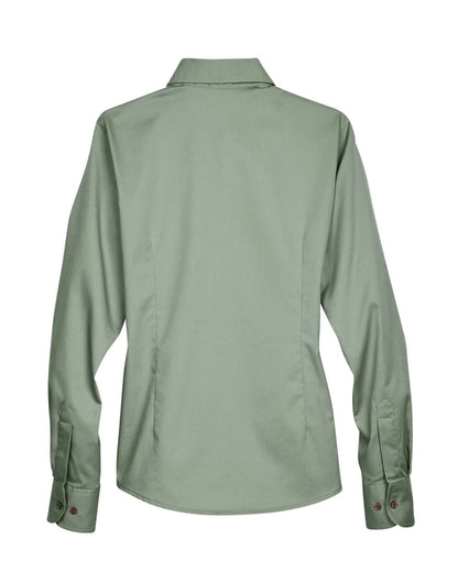 Harriton Ladies' Easy Blend™ Long-Sleeve Twill Shirt with Stain-Release M500W #color_Dill