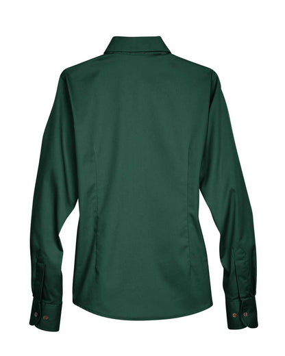Harriton Ladies' Easy Blend™ Long-Sleeve Twill Shirt with Stain-Release M500W #color_Hunter