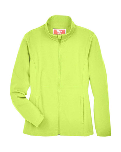 Team 365 Ladies' Leader Soft Shell Jacket TT80W #color_Safety Yellow