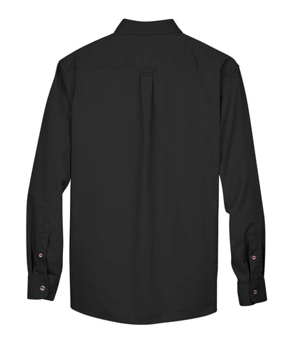 Harriton Men's Easy Blend™ Long-Sleeve Twill Shirt with Stain-Release M500 #color_Black