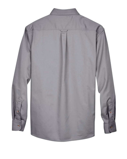Harriton Men's Easy Blend™ Long-Sleeve Twill Shirt with Stain-Release M500 #color_Dark Grey