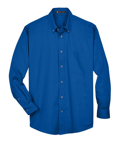 Harriton Men's Easy Blend™ Long-Sleeve Twill Shirt with Stain-Release M500 #color_French Blue