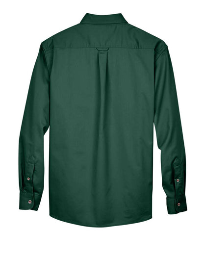 Harriton Men's Easy Blend™ Long-Sleeve Twill Shirt with Stain-Release M500 #color_Hunter