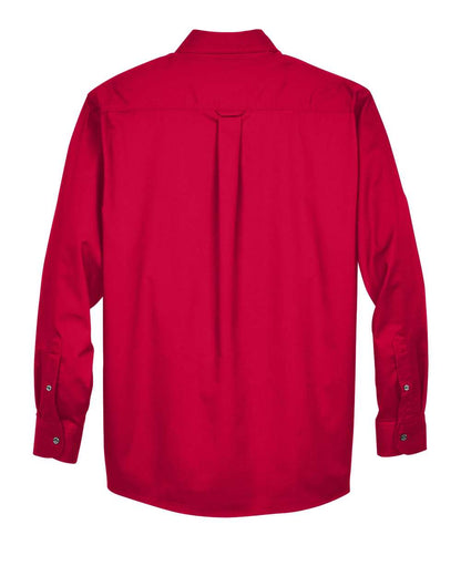 Harriton Men's Easy Blend™ Long-Sleeve Twill Shirt with Stain-Release M500 #color_Red