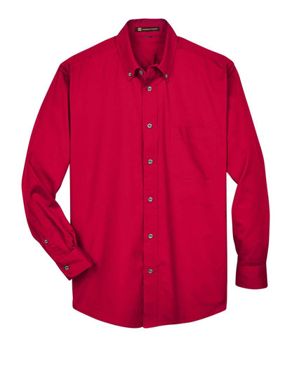 Harriton Men's Easy Blend™ Long-Sleeve Twill Shirt with Stain-Release M500 #color_Red