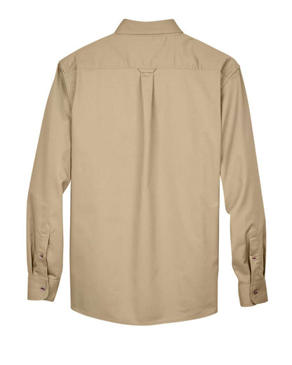 Harriton Men's Easy Blend™ Long-Sleeve Twill Shirt with Stain-Release M500 #color_Stone
