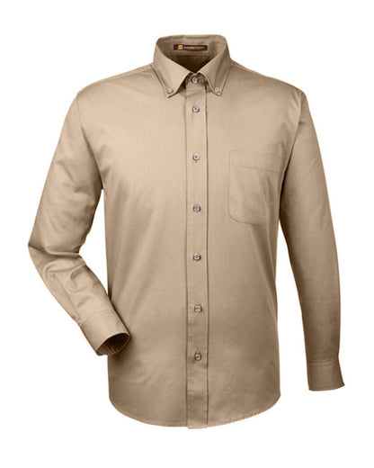 Harriton Men's Easy Blend™ Long-Sleeve Twill Shirt with Stain-Release M500 #color_Stone