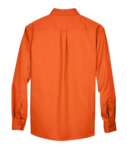 Harriton Men's Easy Blend™ Long-Sleeve Twill Shirt with Stain-Release M500 #color_Team Orange
