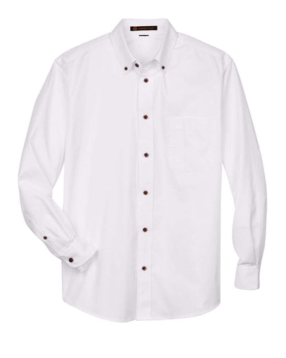 Harriton Men's Easy Blend™ Long-Sleeve Twill Shirt with Stain-Release M500 #color_White