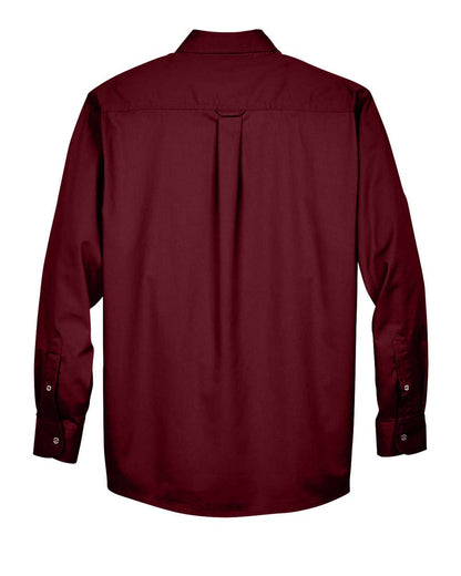 Harriton Men's Easy Blend™ Long-Sleeve Twill Shirt with Stain-Release M500 #color_Wine