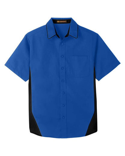 Harriton Men's Flash IL Colorblock Short Sleeve Shirt M586 #color_True Royal/ Black