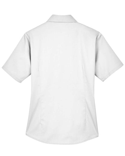 Harriton Ladies' Easy Blend™ Short-Sleeve Twill Shirt with Stain-Release M500SW #color_White
