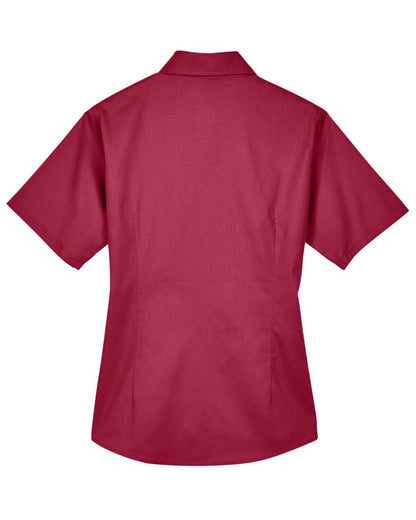 Harriton Ladies' Easy Blend™ Short-Sleeve Twill Shirt with Stain-Release M500SW #color_Wine