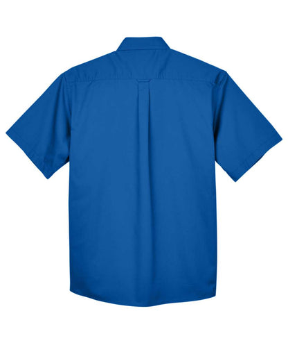 Harriton Men's Easy Blend™ Short-Sleeve Twill Shirt with Stain-Release M500S #color_French Blue