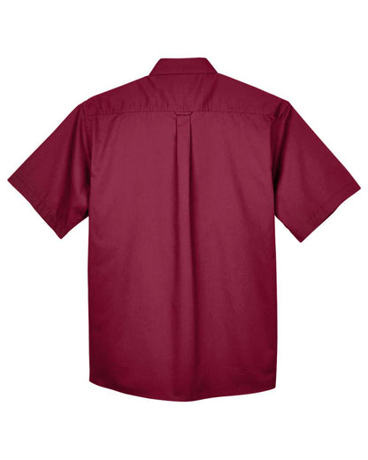 Harriton Men's Easy Blend™ Short-Sleeve Twill Shirt with Stain-Release M500S #color_Wine