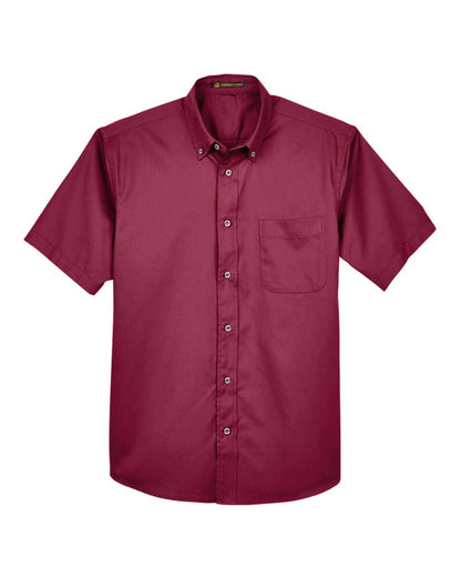 Harriton Men's Easy Blend™ Short-Sleeve Twill Shirt with Stain-Release M500S #color_Wine