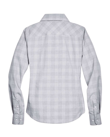 Devon & Jones Ladies' Crown Collection® Glen Plaid Woven Shirt DG520W #color_White/ Graphite/ Grey Heather