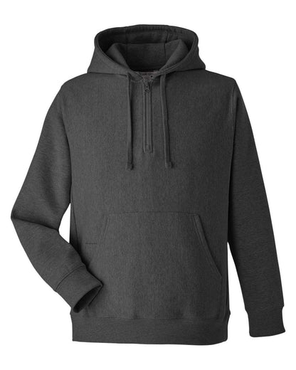 Team 365 Unisex Zone HydroSport™ Heavyweight Quarter-Zip Hooded Sweatshirt TT97 #color_Dark Grey Heather