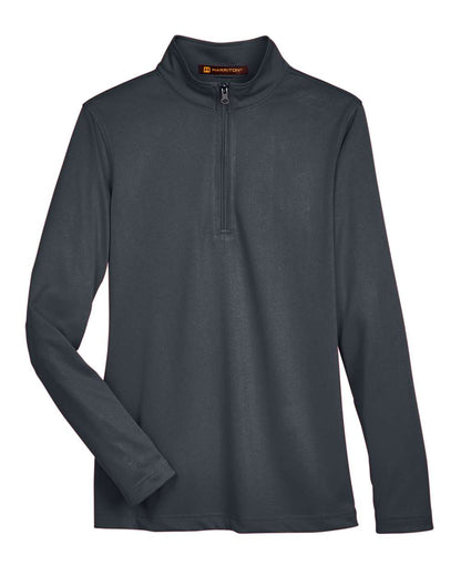 Harriton Ladies' Advantage Snag Protection Plus Quarter-Zip M748W #color_Dark Charcoal