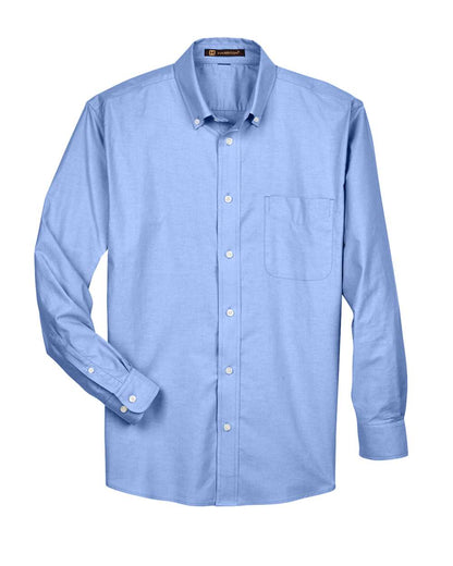 Harriton Men's Long-Sleeve Oxford with Stain-Release M600 #color_Light Blue
