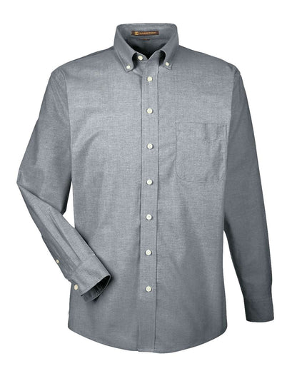 Harriton Men's Long-Sleeve Oxford with Stain-Release M600 #color_Oxford Grey