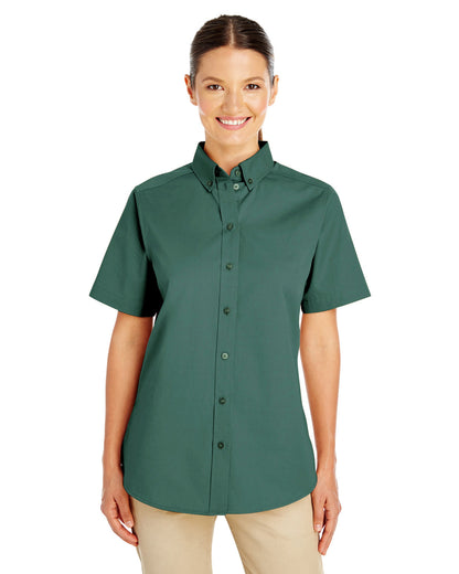 Harriton Ladies' Foundation Cotton Short-Sleeve Twill Shirt with Teflon™ M582W #color_HUNTER