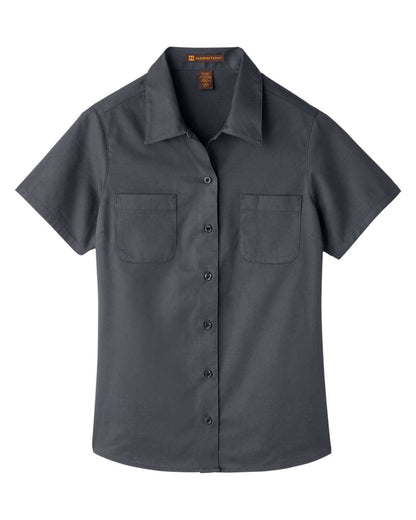 Harriton Ladies' Advantage IL Short-Sleeve Work Shirt M585W #color_Dark Charcoal