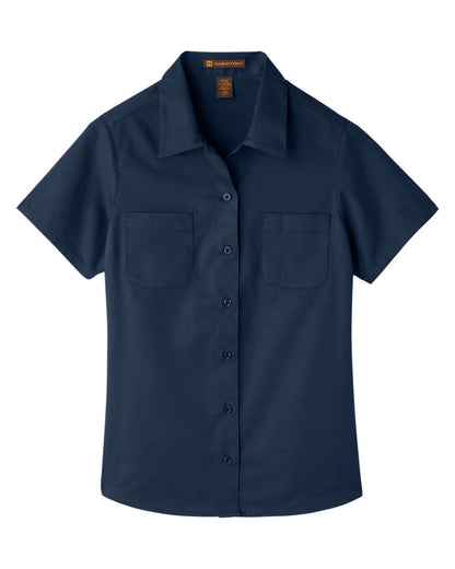 Harriton Ladies' Advantage IL Short-Sleeve Work Shirt M585W #color_Dark Navy