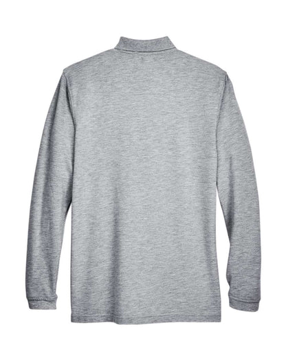 Harriton Men's Easy Blend™ Long-Sleeve Polo M265L #color_Grey Heather