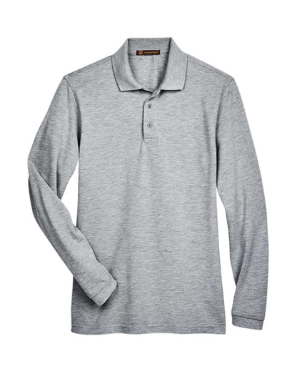 Harriton Men's Easy Blend™ Long-Sleeve Polo M265L #color_Grey Heather