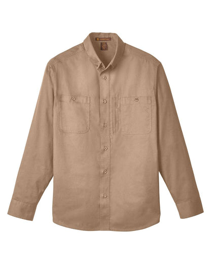 Harriton Men's Advantage IL Long-Sleeve Workshirt M585L #color_Khaki