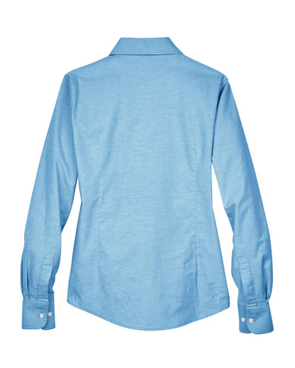 Harriton Ladies' Long-Sleeve Oxford with Stain-Release M600W #color_Light Blue