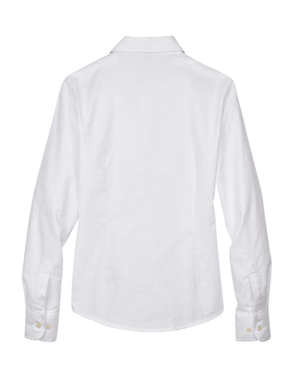 Harriton Ladies' Long-Sleeve Oxford with Stain-Release M600W #color_White