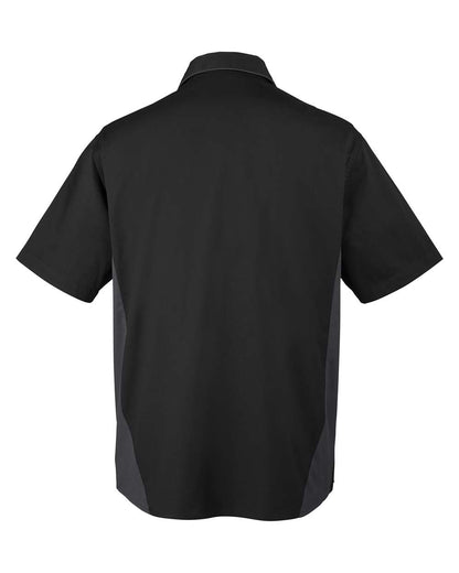 Harriton Men's Tall Flash IL Colorblock Short Sleeve Shirt M586T #color_Black/ Dark Charcoal