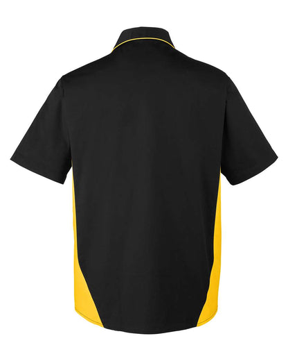 Harriton Men's Tall Flash IL Colorblock Short Sleeve Shirt M586T #color_Black/ Sunray Yellow