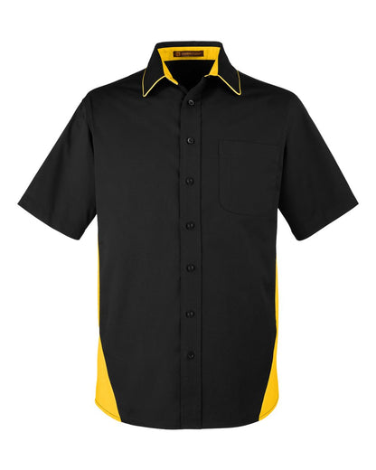 Harriton Men's Tall Flash IL Colorblock Short Sleeve Shirt M586T #color_Black/ Sunray Yellow