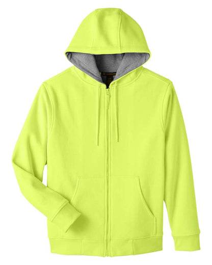 Harriton Men's Tall ClimaBloc™ Lined Heavyweight Hooded Sweatshirt M711T #color_Safety Yellow