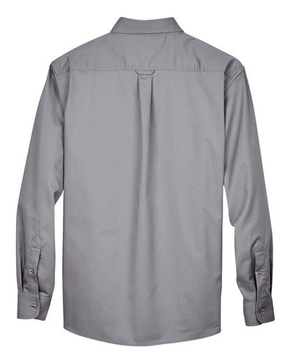 Harriton Men's Tall Easy Blend™ Long-Sleeve Twill Shirt with Stain-Release M500T #color_Dark Grey