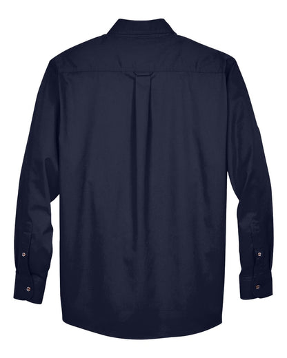 Harriton Men's Tall Easy Blend™ Long-Sleeve Twill Shirt with Stain-Release M500T #color_Navy