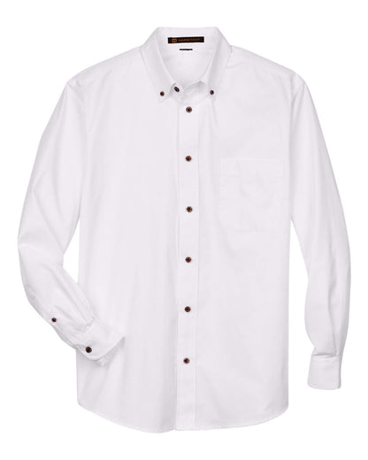 Harriton Men's Tall Easy Blend™ Long-Sleeve Twill Shirt with Stain-Release M500T #color_White