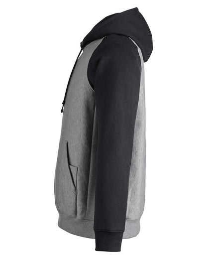 Team 365 Unisex Zone HydroSport™ Heavyweight Colorblock Hooded Sweatshirt TT96CB #color_Dark Grey Heather/ Black
