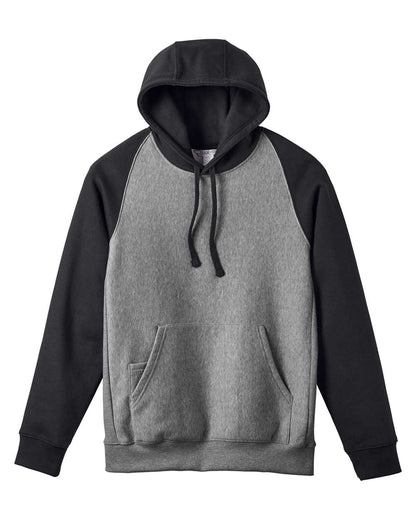 Team 365 Unisex Zone HydroSport™ Heavyweight Colorblock Hooded Sweatshirt TT96CB #color_Dark Grey Heather/ Black