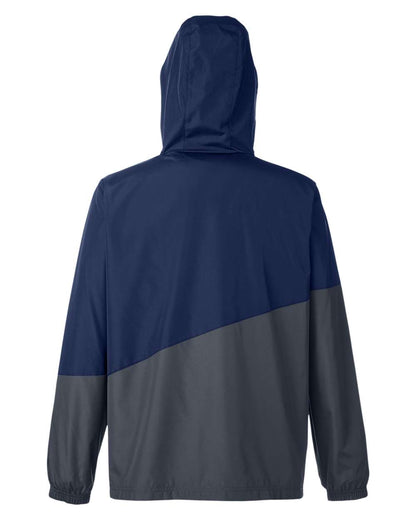 Core365 Unisex Techno Lite Colorblock Windbreaker CE710 #color_Classic Navy Heather/ Carbon