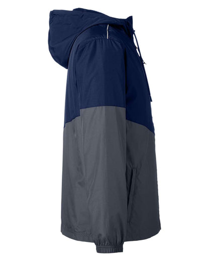 Core365 Unisex Techno Lite Colorblock Windbreaker CE710 #color_Classic Navy Heather/ Carbon
