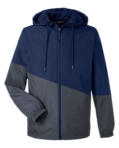 Core365 Unisex Techno Lite Colorblock Windbreaker CE710 #color_Classic Navy Heather/ Carbon
