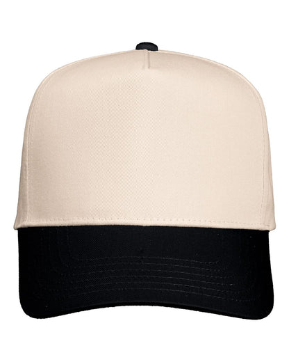Valucap Five-Panel Twill Cap 8869 #color_Natural/ Black